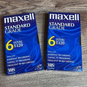 Maxell Video Cassette 6 Hours T-120/246m Recording VHS Tape (2 Pack New/Sealed)
